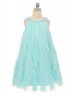 Beaded Neck Chiffon Ruffle Knee Length Flower Girl Dress